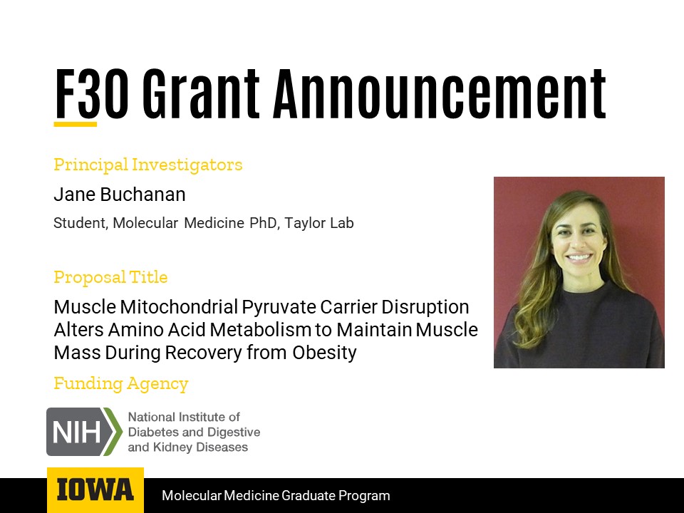 2021.06.15 Jane Buchanan F30 Grant Award Announcement
