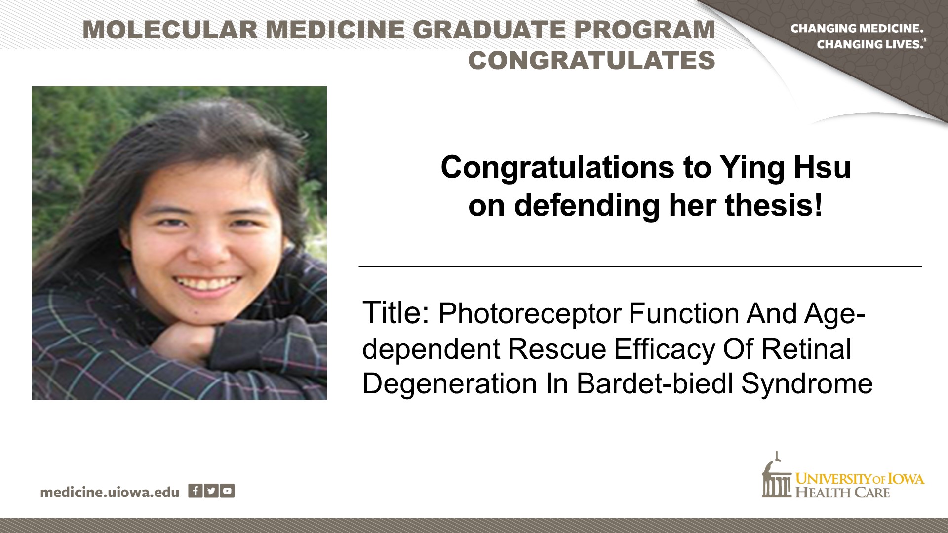 Thesis Defense Congratulations - Ying Hsu 2024