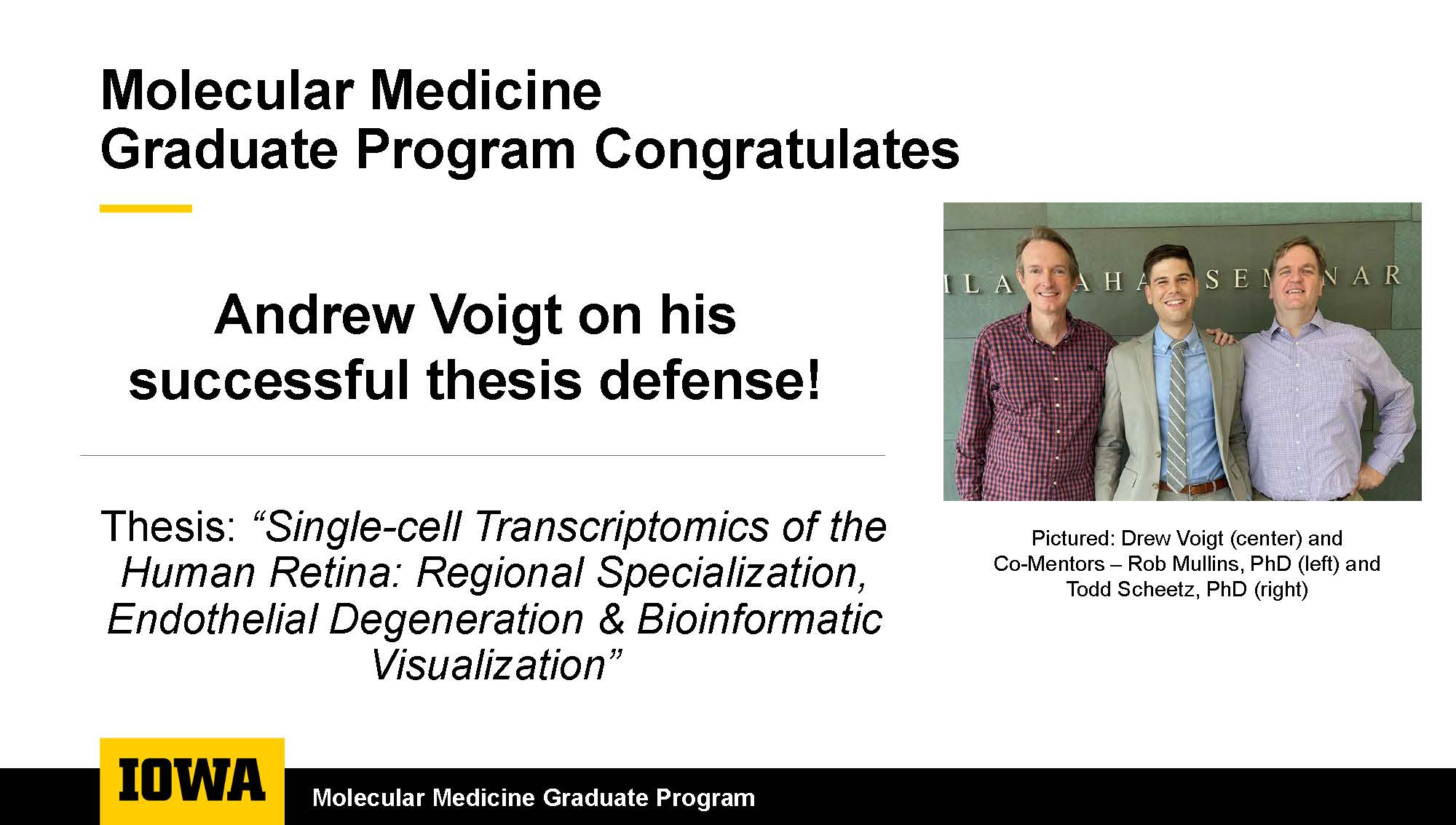 Thesis defense congrats - Drew Voigt