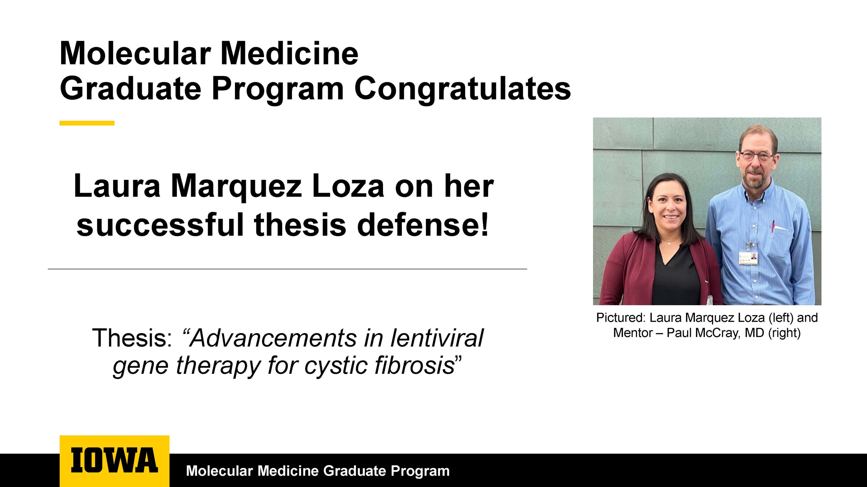 Thesis defense congrats - Laura Marquez Loza