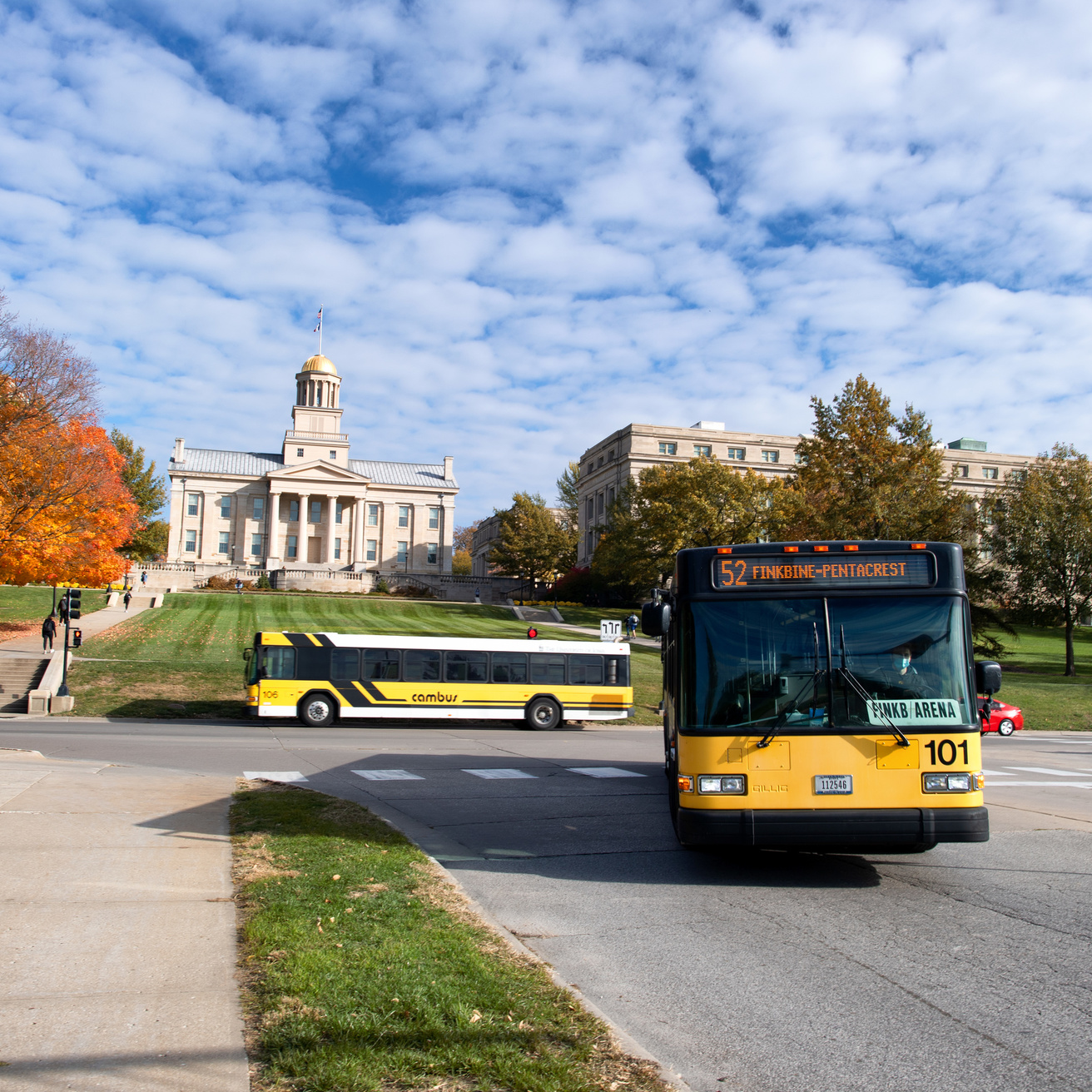 Bus and Car on campus