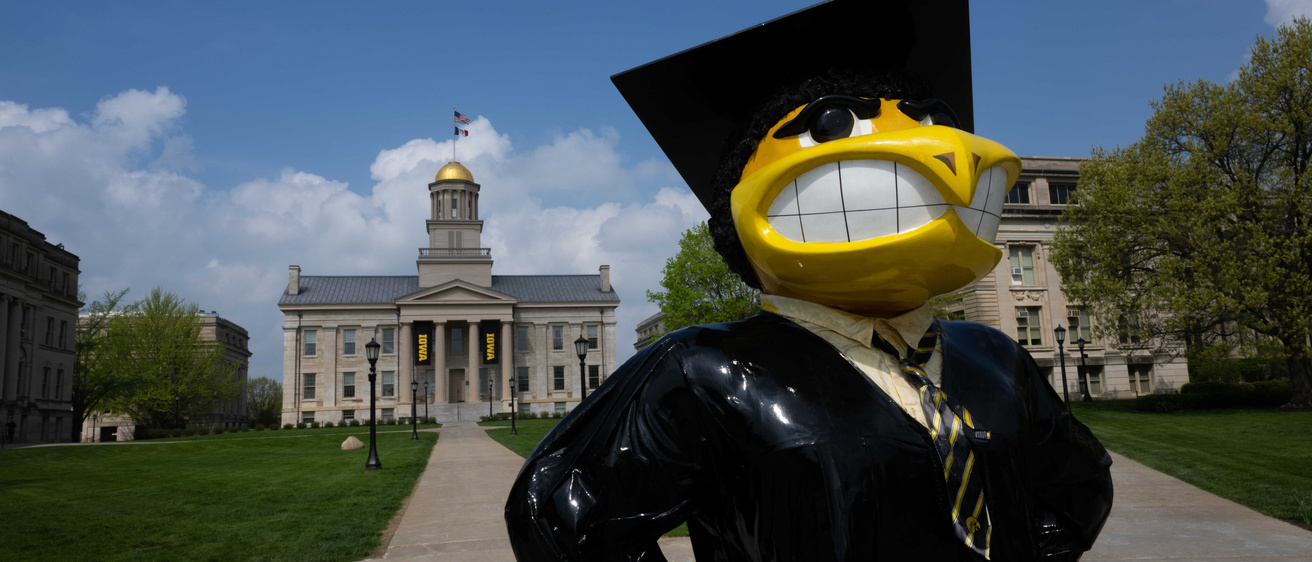 Graduation Herky with Pentacrest