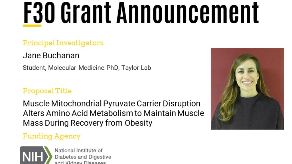 2021.06.15 Jane Buchanan F30 Grant Award Announcement