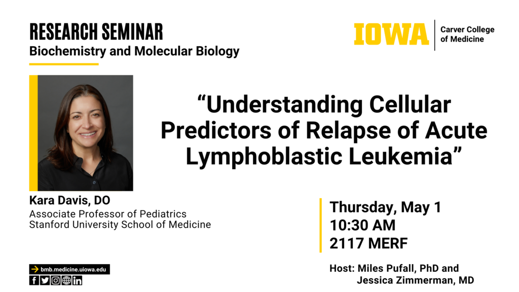 Biochemistry and Molecular Biology Seminar: Dr. Kara Davis promotional image
